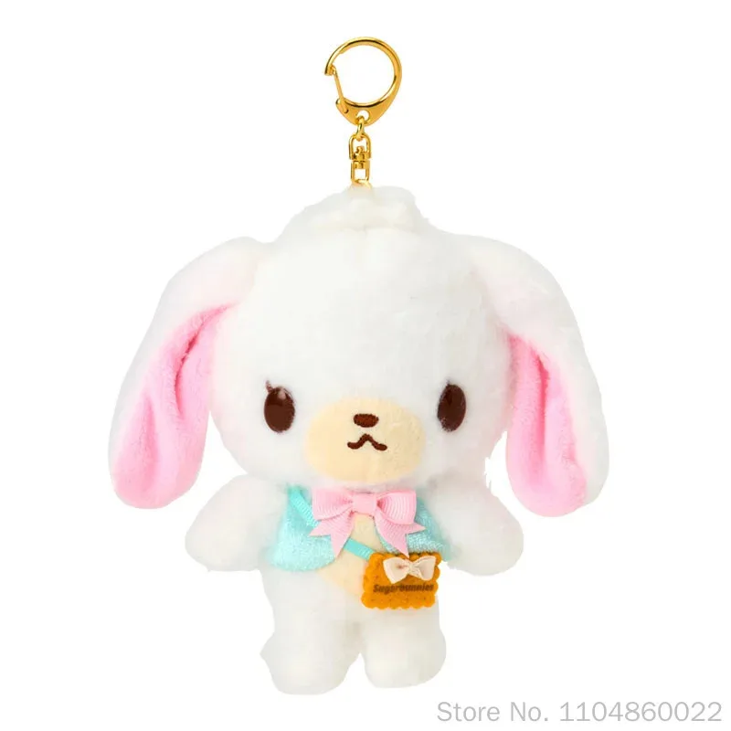 Фото Оригинальная плюшевая кукла-брелок Sanrio Honey Bonnie Rabbit Series Sugarbunnies Kurousa Shirousa, сумка через плечо, заколка для волос, сумочка №5