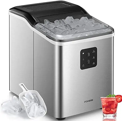 

Makers Countertop Stainless Steel, 28lbs in 24Hrs, 9 Cubes Ready in 6 Mins, Self- Portable Ice Maker Machine, 2 Sizes of Ice fo