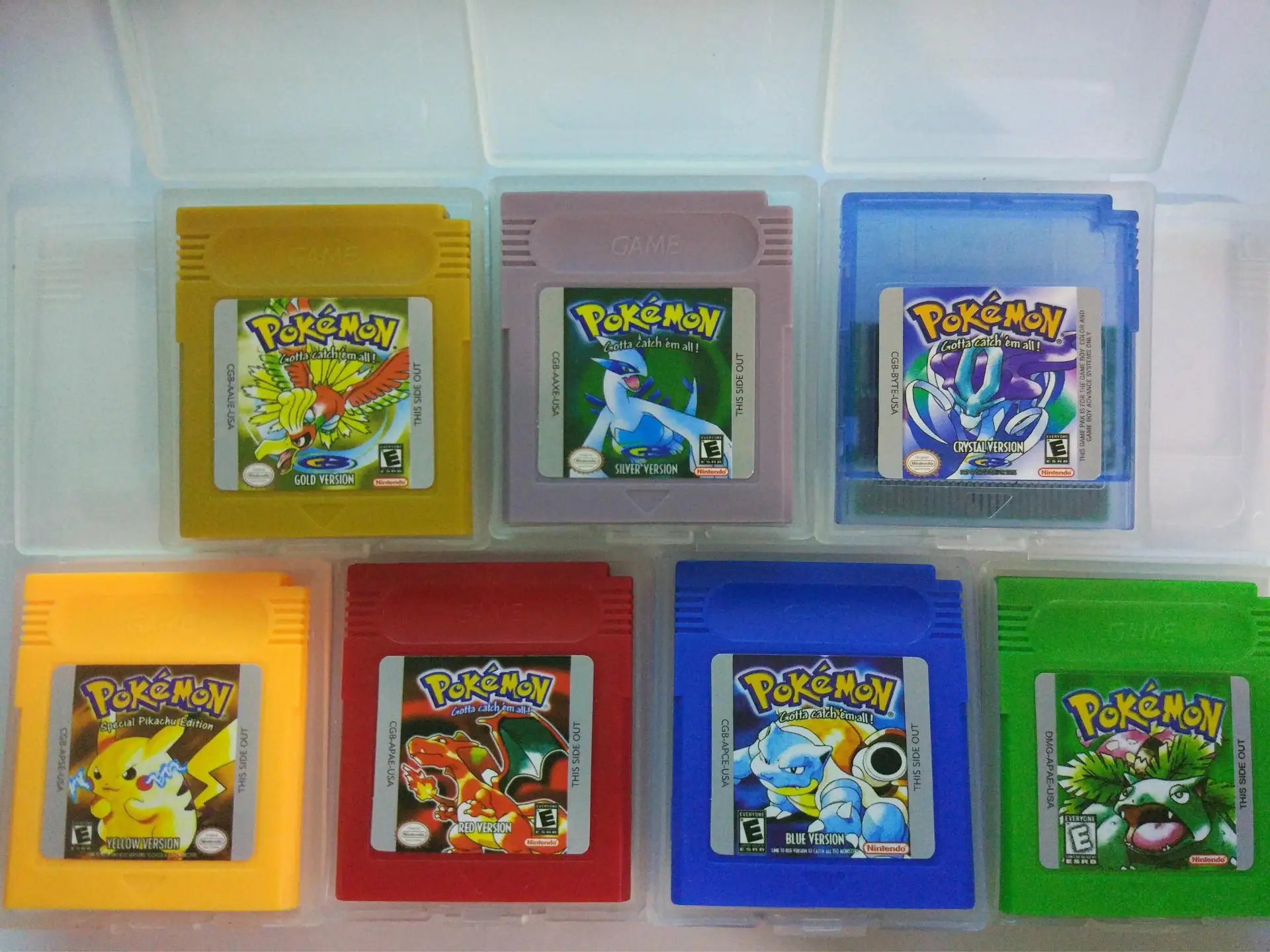 Carte de jeu vidéo pour Console de jeu Pokemon  cartouche 16 bits  série bleu vert argent cristal