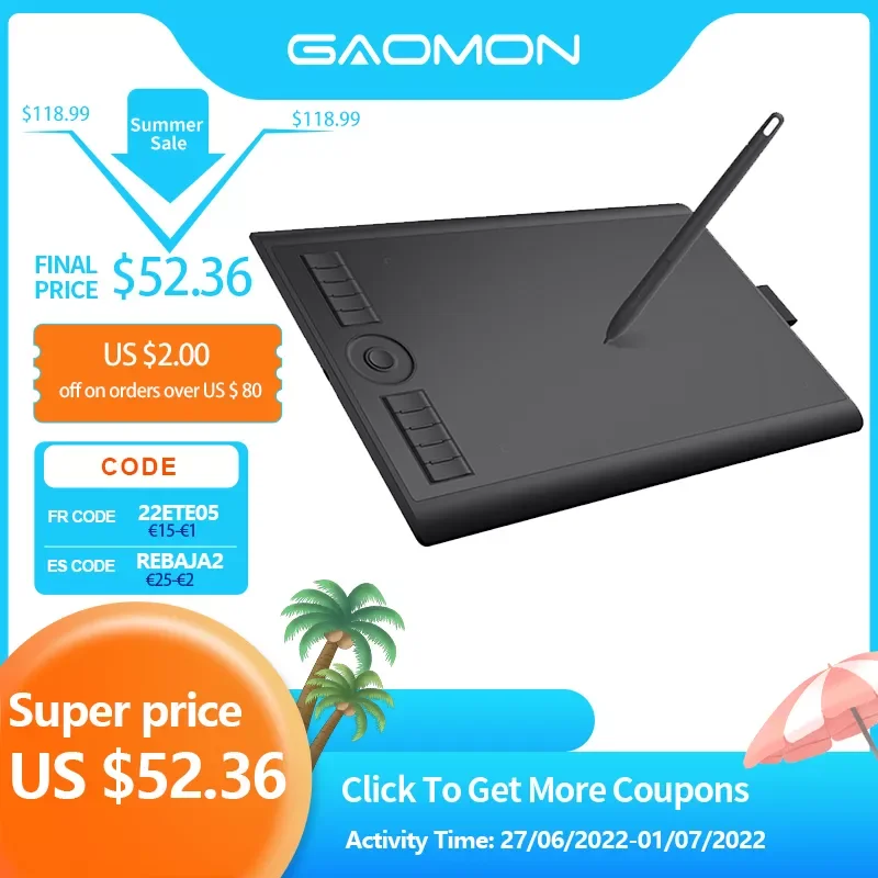 

GAOMON M10K2018 Version Graphic Tablet for Drawing/Art Digital/Architecture/Engineering Student with 8192 Levels Passive Stylus