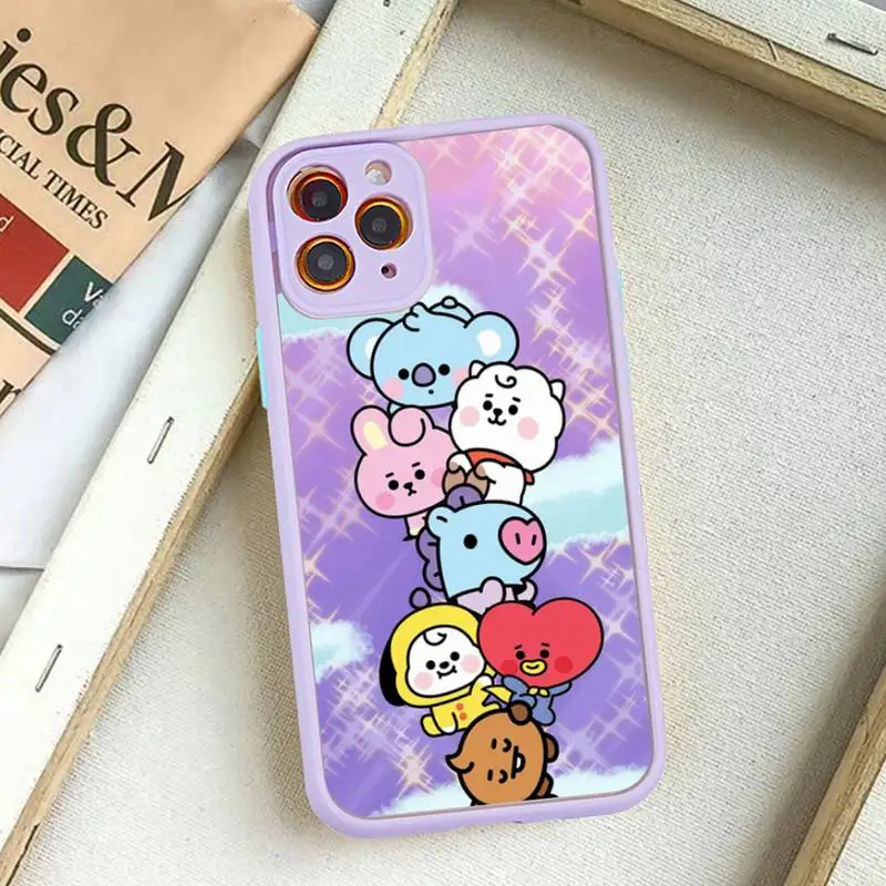 B-BT21S Phone Case for iPhone 14 11 12 13 Mini Pro Max 8 7 Plus X XR XS MAX Translucent Matte Cover