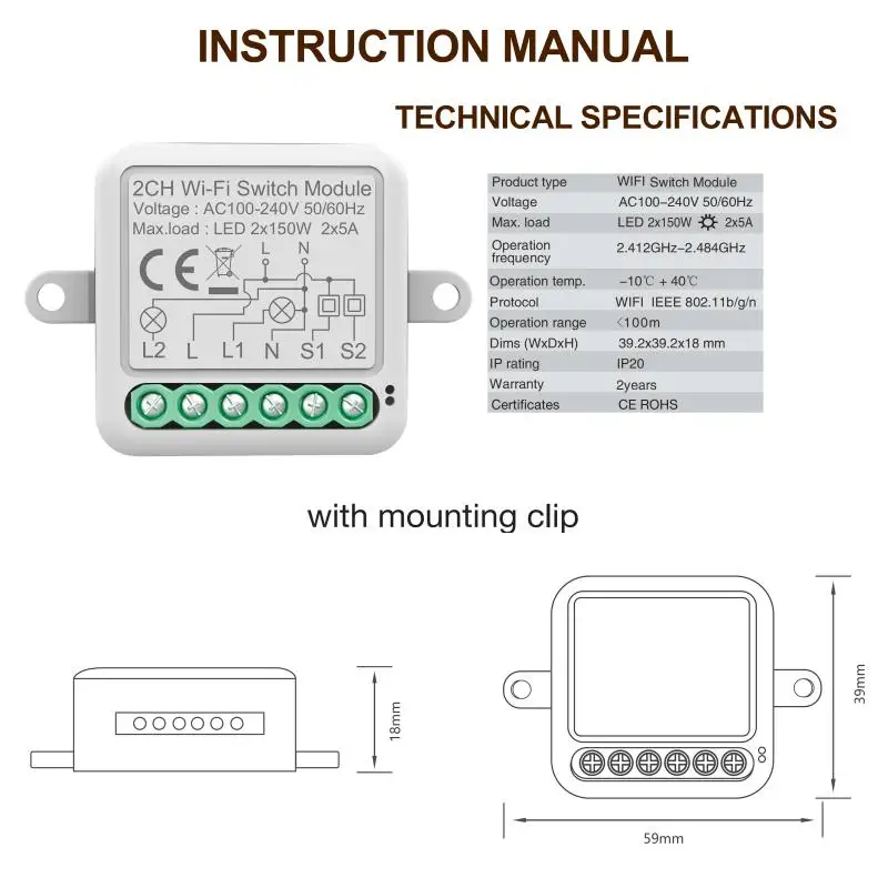 

1 2 3 4 Gang Mini Switch Module Support Tuya/smart Life App 10a Mini Wifi Switch Timer Relay Automation Smart Switch Module