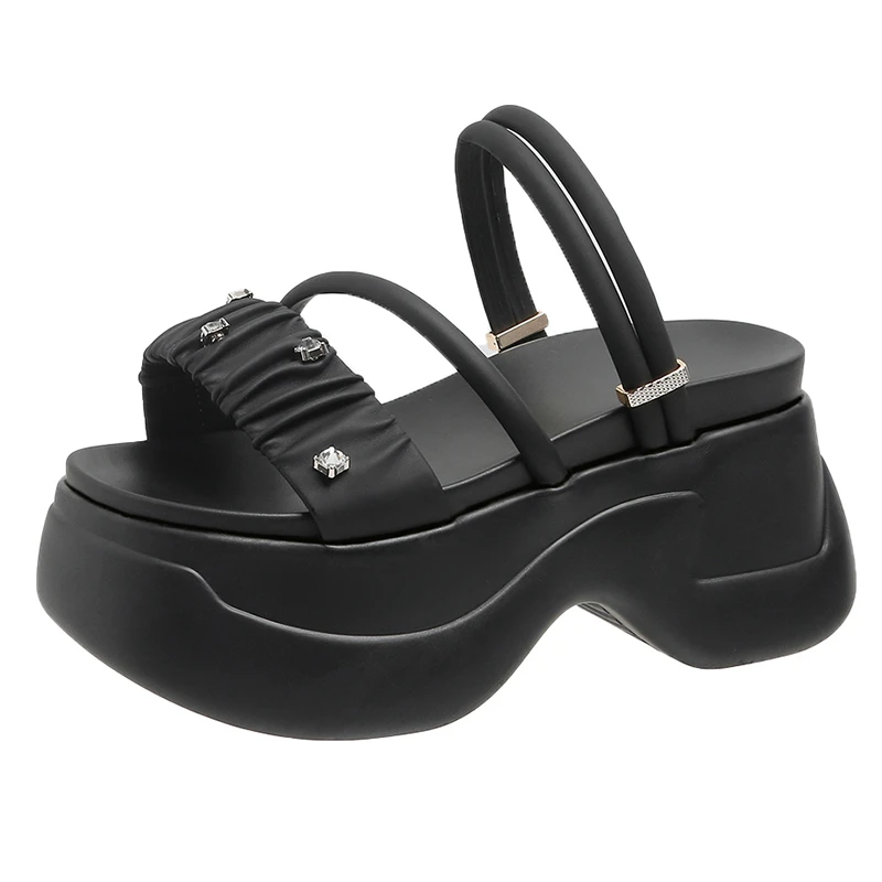 Summer High Platform Women Sandals 8CM Wedge Heels Slippers Fashion New Beach Outside Chunky Sandals Comfort Casual Slides Woman