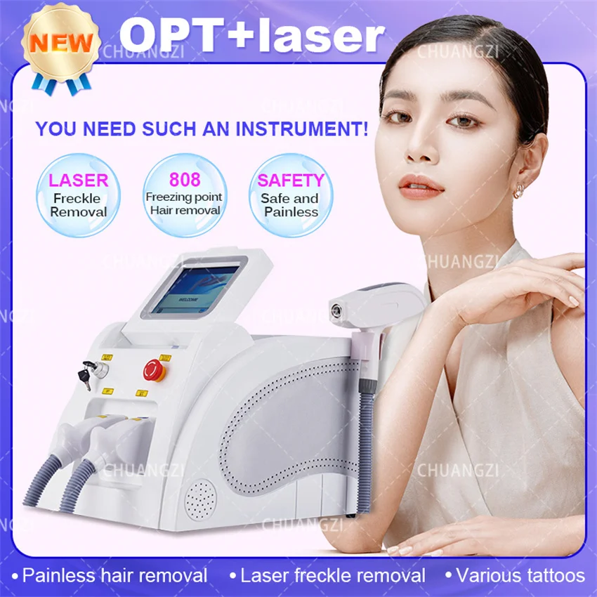 

2in1 Ipl Laser Tattoo Removal Laser Machie 2023 NEW CE Certified OPT ND YAG Laser Hair Remover Machine