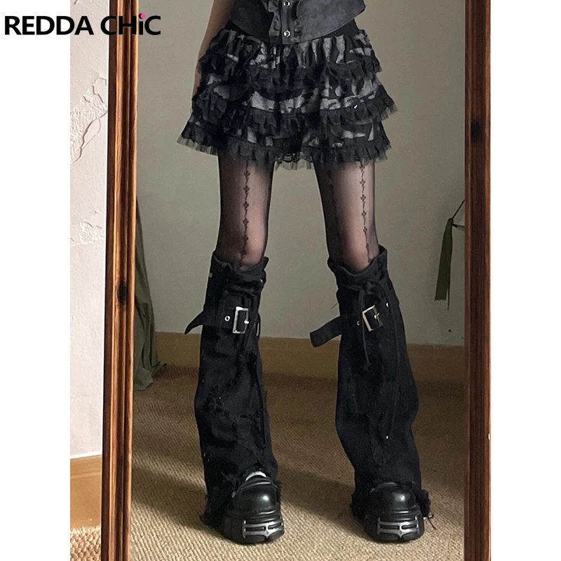 Женские черные гетры мини-юбка юбка с поясом и перекрестными заплатками