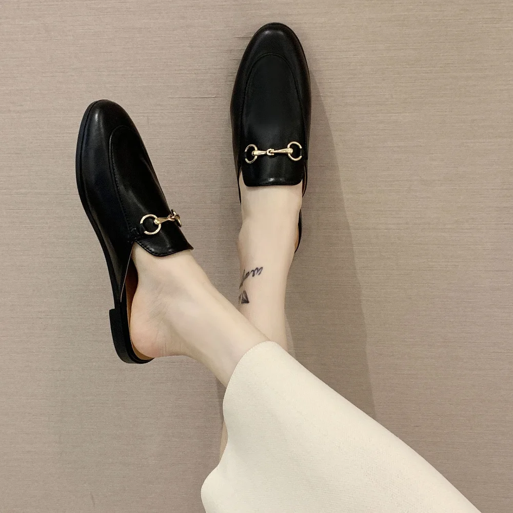 

Summer Women 's Flat Bottom Breathable Slippers Women Mules Slippers Half Slippers