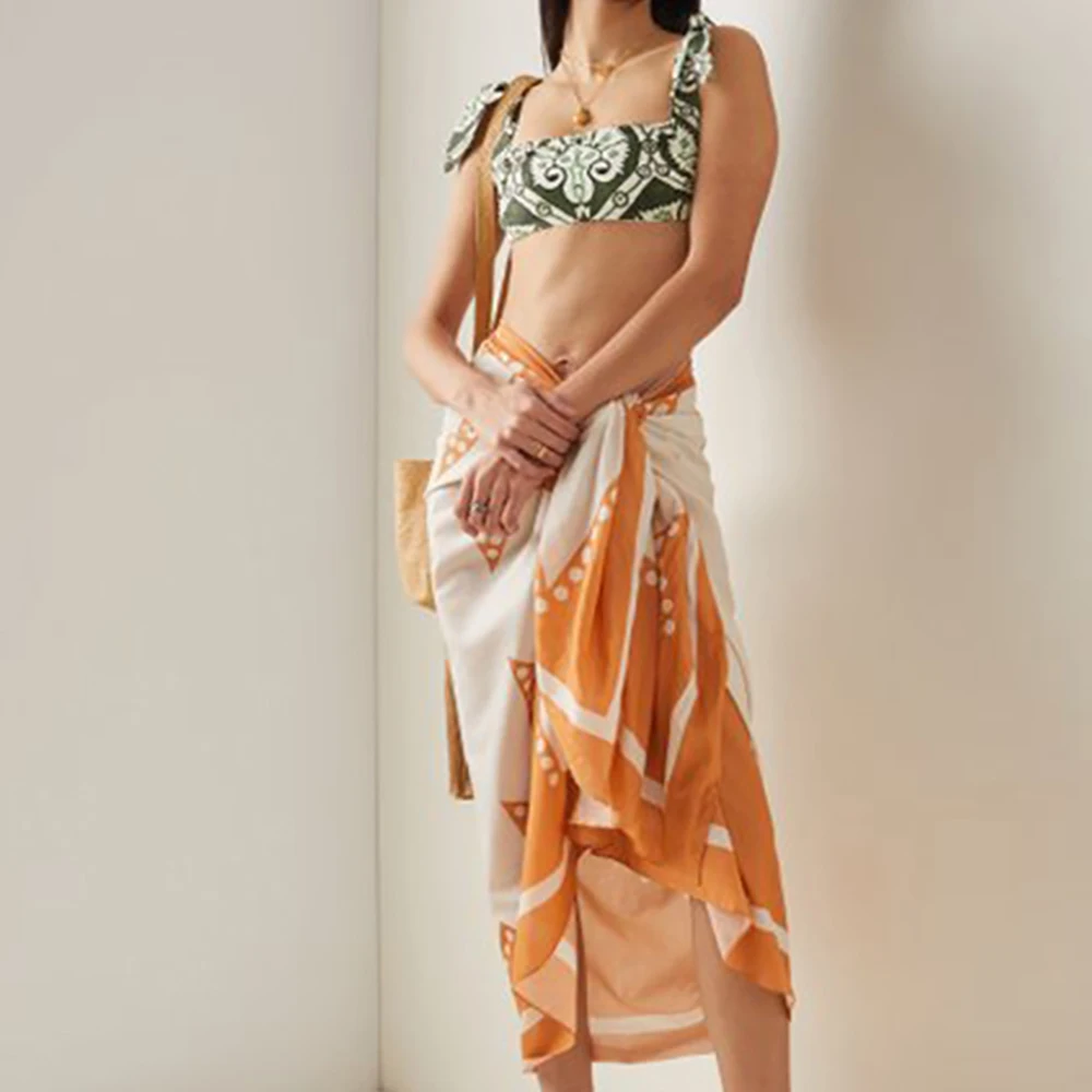 

2023 Fashion Sexy Women Floral Print Bikini Strappy Bandage Hight Waisted Swimwear Set Bathing Suit Beach Suit Cover-Up M-XXL