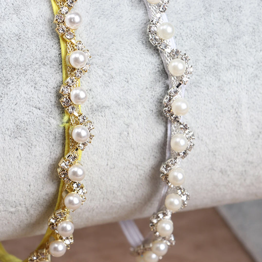 

Baby Headbands Kids Crystal Pearl Flower Headband Faux Pearl Rhinestones Headdress Child Glitter Headpiece Photo Props Accessory