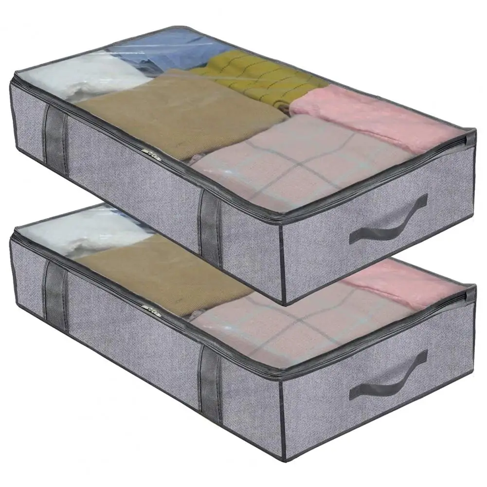 

Нетканый тканевый органический Прозрачный складной пыленепроницаемый органайзер для одежды и простыней на молнии, товары для дома