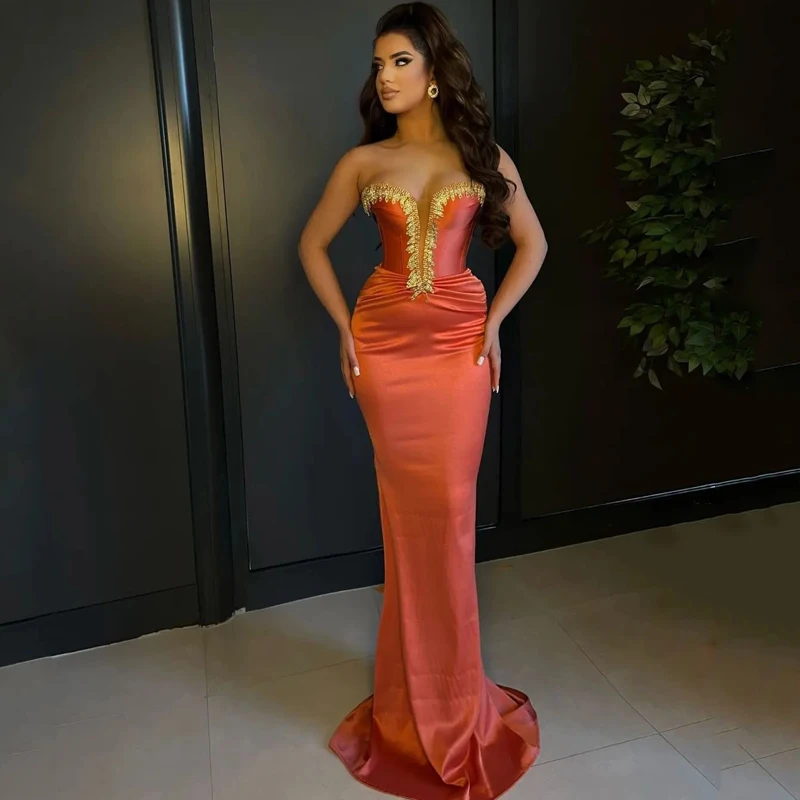 

Sexy Mermaid Prom Dresses 2023 Sweetheart Appliques Floor Length Evening Dress Saudi Arabia Cocktail Party Gowns Plus Size