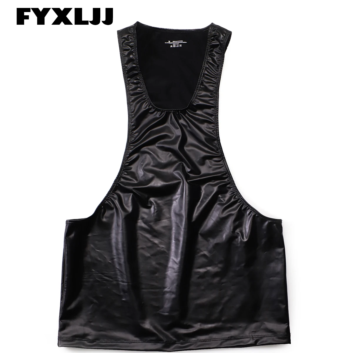 FYXLJJ Sexy Mens Fitness Tank Tops Pu Leather Bodybuilding Men Sleeveless Shirt Gym Muscle Undershirt Tanks Top Men Vest Singlet