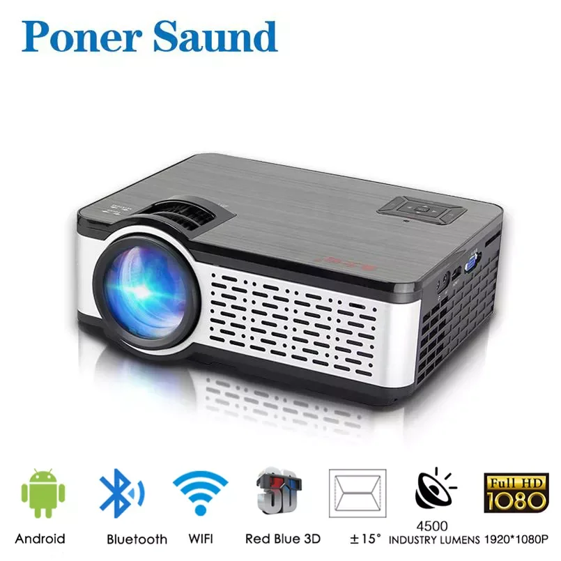 

NEW2023 Projector W5 Native 1280 x 720P LED Android WiFi Projector Video Home Cinema 3D HDMI Movie Game Proyector
