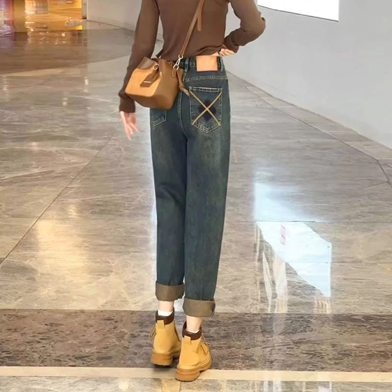 Нишевые джинсы Harlan женские новые свободные брюки в стиле ретро с высокой талией и