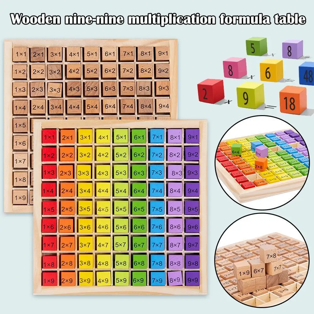 

99 Multiplication Table Math Educational Wooden Toys Math Arithmetic Teaching Blocks Board Game For Children Birthday Gifts