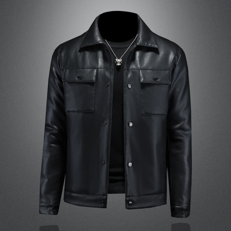 Пуховик в британском стиле с лацканами новый пуховик из искусственной кожи для