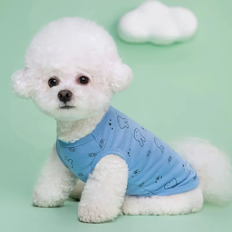 

Spring Summer Cartoon Print Vest for Pets Soft Comfortable Clothing for Small and Medium Dogs French Bulldog Chihuahua Tshirt
