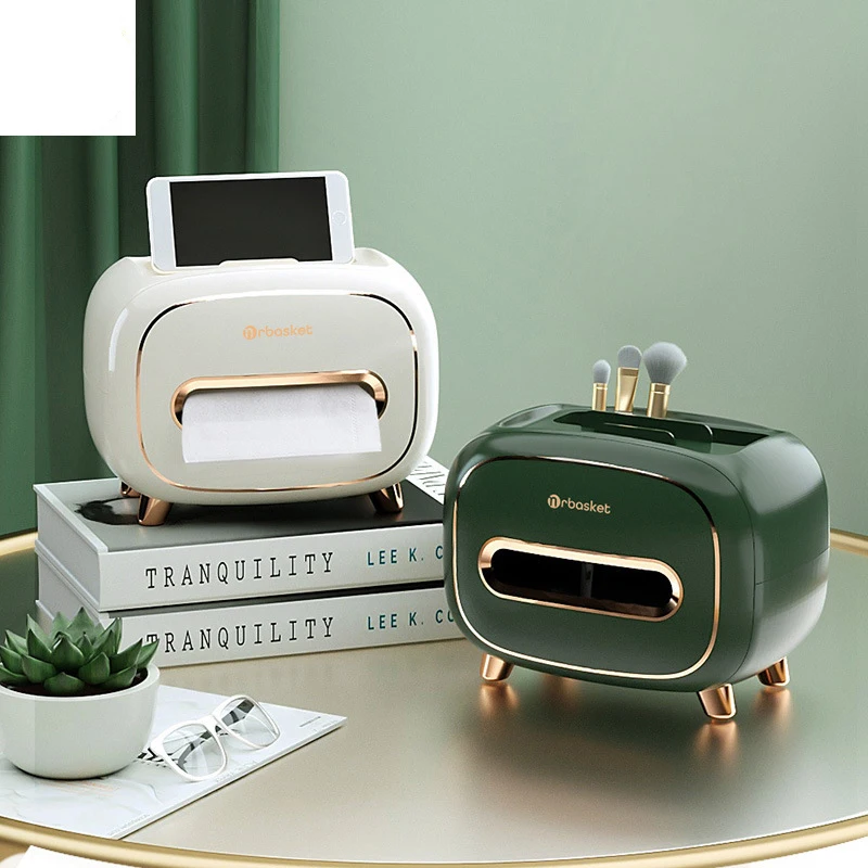 

Family Light Luxury Type Tissue Boxes Home Living Room Kitchen Tea Table Desktop Multifunctional Removable Tissue Storage Boxes