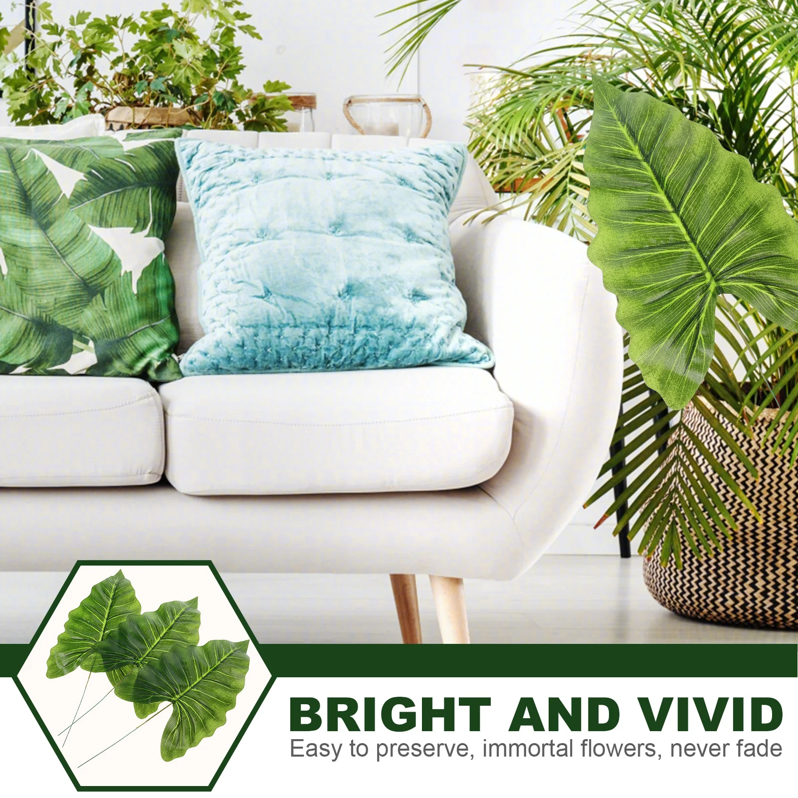 3 шт. искусственные листья зеленые растения цветочная композиция тропическая