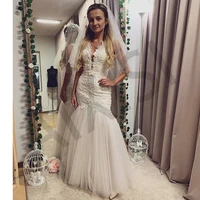 vintage wedding dresses appliques vestidos de novia mermaid v neck sleeveless woman robe de mariee luxury party gown