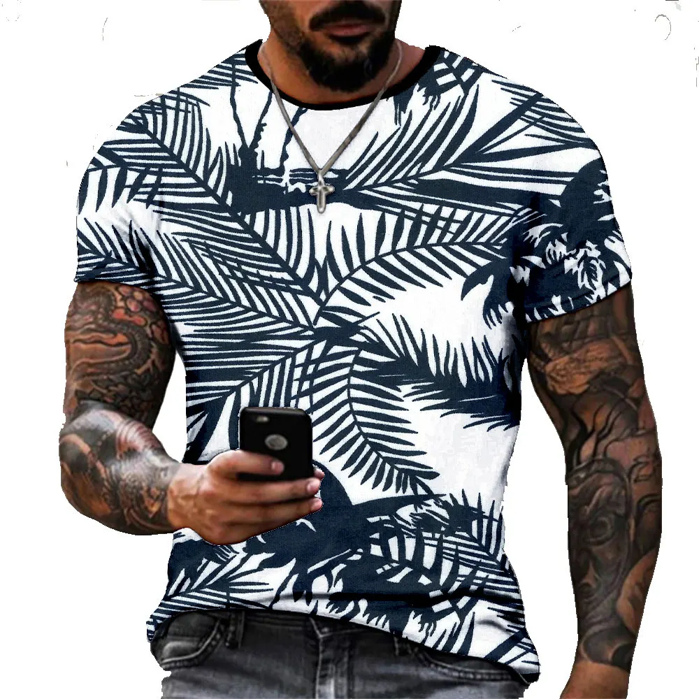 

Hawaiian Style 2023 Round Neck Men's Shirt Casual Wear High Quality 3D Printing Fashion Short Sleeve Top Large Top