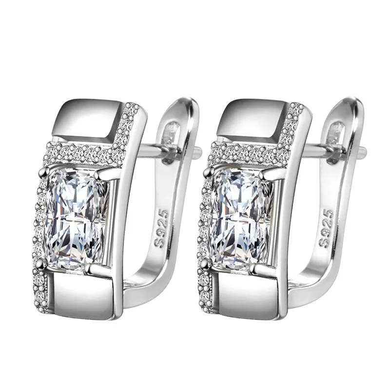 

2022 Korean Fashion New White Zircon Earring Silver Color Super Sparkling Party Banquet Earrings Fine Jewelry Birthday Gifts
