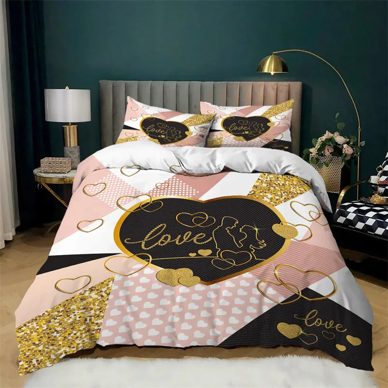 

Comforter Cover Soft Romantic Bedding Sets Valentine's Day For Girls Women Room Decor Love Heart Duvet Cover Set Microfiber Bear