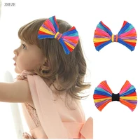 10pcslot new rainbow bow withwithout clips for mouse ears headband girls hair sytle hairpins festival party hair accessories