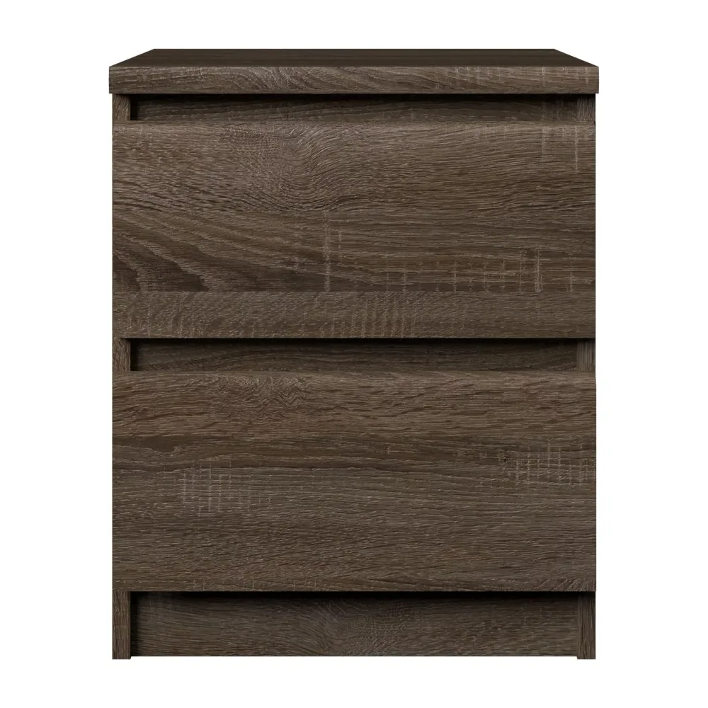 

Home BedrEuro Modern Style 2 Drawer Nightstand Truffle Oak Space Efficient Bedroom Furniture