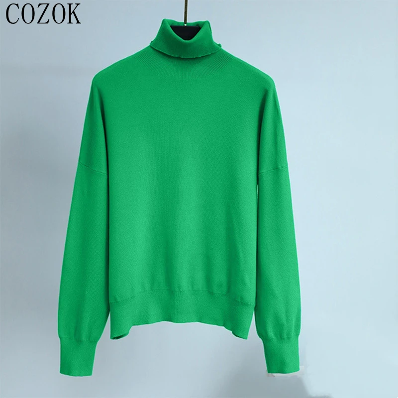 European and American 2022 Fall/Winter Hot-Selling Women's Knitted Sweater Loose High Collar Pullover Sweatshirt