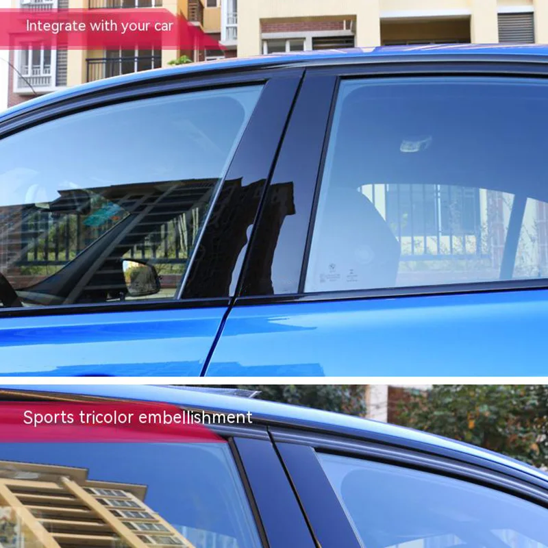 Car Black Mirror Middle Column PC Window Trim B C Pillar Strip Sticker For BMW 5 Series G30 2011 2012 2014 2015 2016 2017