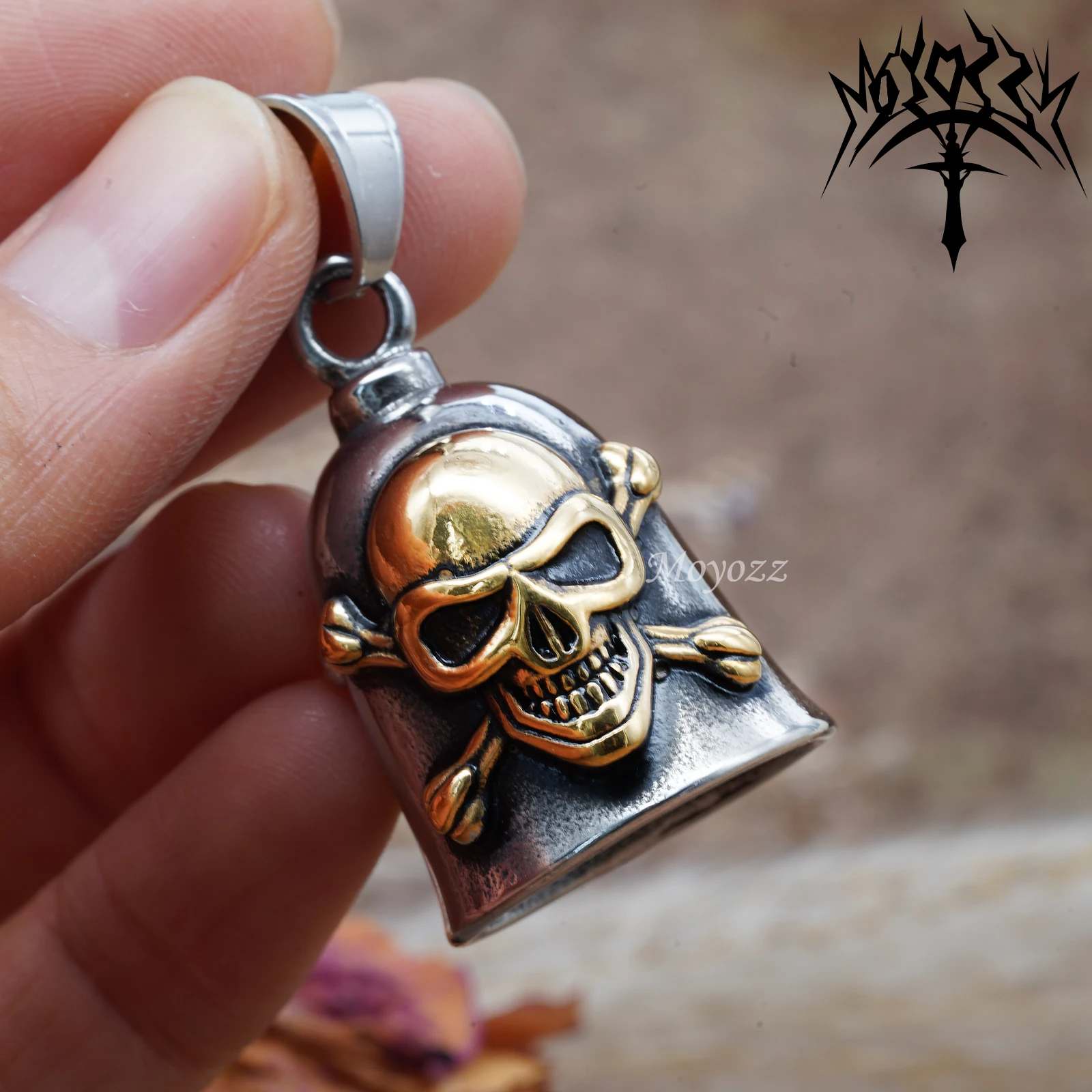 

Череп Скелет Готический Байкер Мотоцикл Байкерский колокольчик Вешалка подходит для подарка Harley Колокольчик из нержавеющей стали 316L для мужчин и БЕСПЛАТНАЯ вешалка для колокольчика