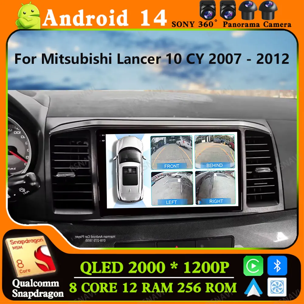 Автомобильный радиоприемник Andoird 14 для Mitsubishi Lancer 10 CY 2007-2012 Мультимедийный