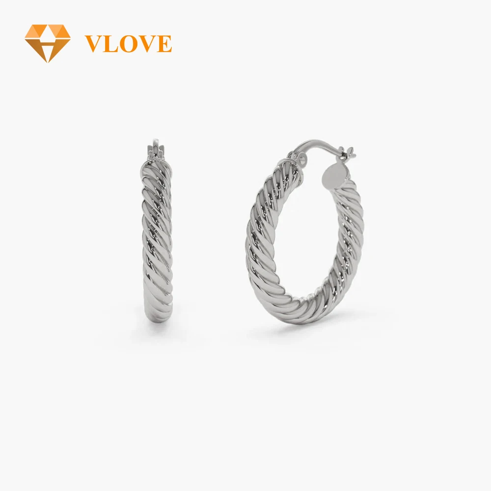 Серьги-кольца VLOVE ручной работы золото 14 карат 25 мм