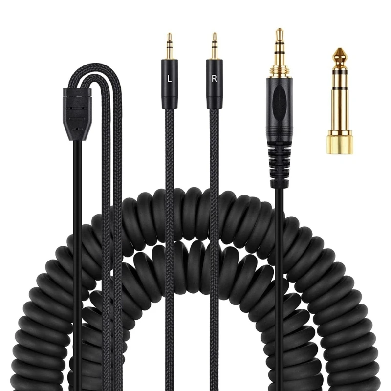 

Premium Coiled Headphone Cable with Dual 3.5mm Connectors for for Denon AH-D7100 7200 D600 D9200 5200 Headphones