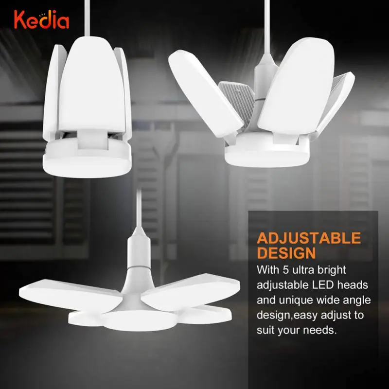 Kedia LED Garage Lights 38W E27 Led Bulb Foldable Fan Blade 