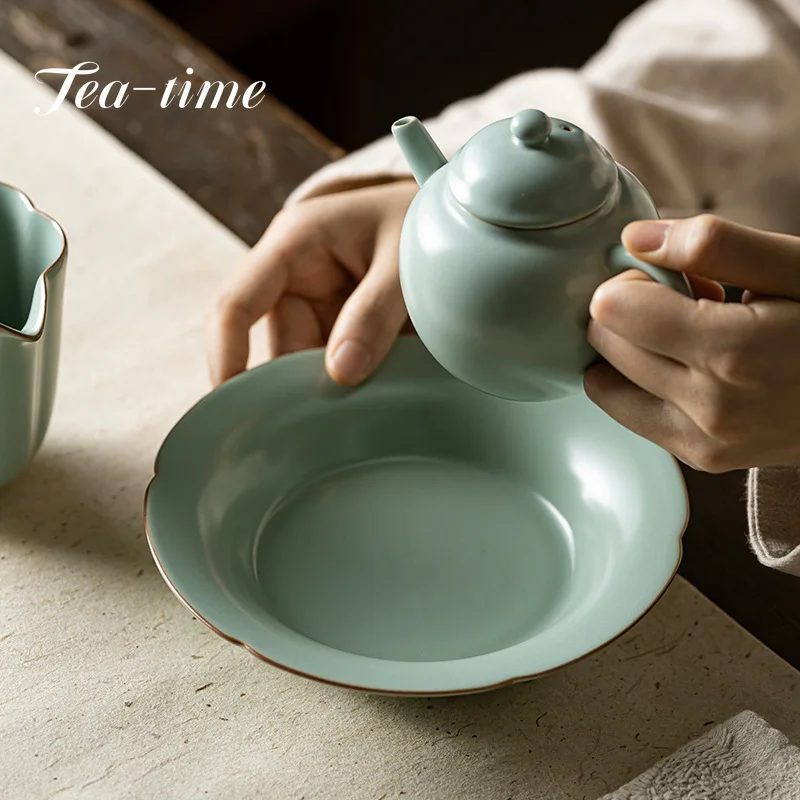 

Retro Ru Kiln Ceramic Pot Bearing Support Handmade Ceramic Can Be Raised Dry Tea Table Purple Sand Pot Raising Holder Fruit Tray