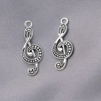 10pcs silver plated music note charm pendant jewelry diy making bracelet accessories necklace handmade 28x11mm