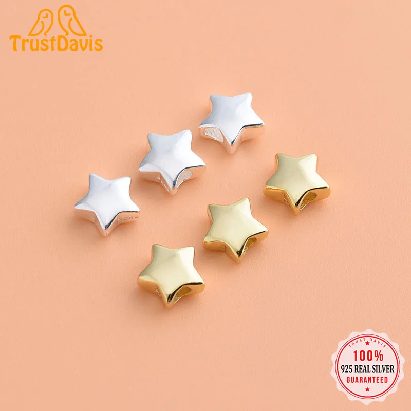 

TrustDavis Real 925 Sterling Silver Fashion Sweet Star Charm Beads Handmade DIY Accessories Fine S925 Jewelry Wholesale HY059