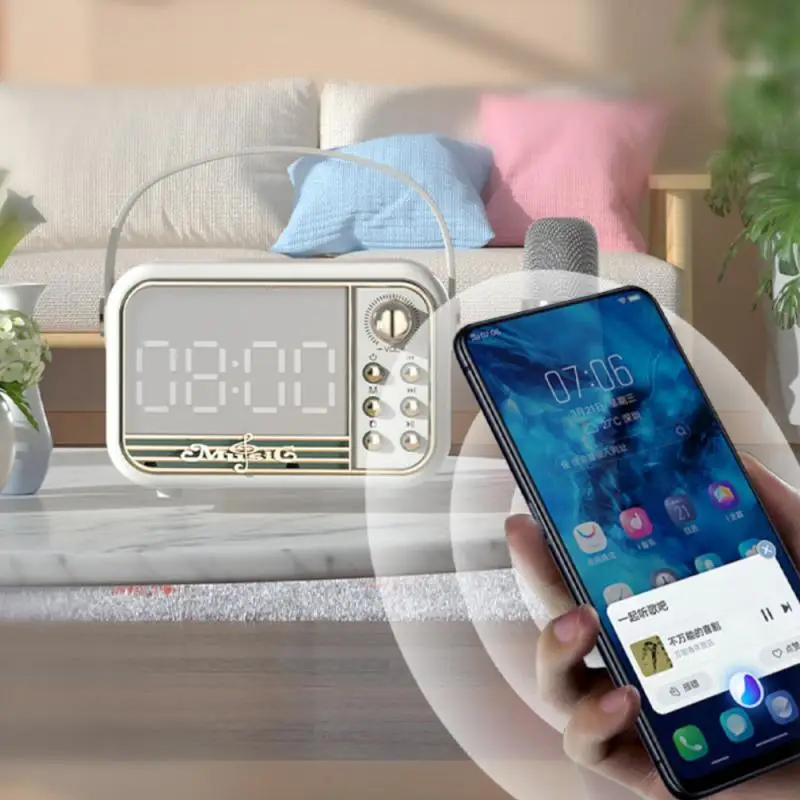 

Mini Portable Loud Subwoofer Clock Audio Display Speaker High Sound Quality Bass Speaker Speakers For All Phone 1pc
