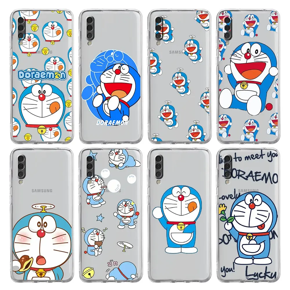 

Phone Case For Samsung Galaxy A12 A32 A50 A70 A20E A20S A10S A22 A30 A40 A52S A72 5G A02S Clear Silicone Cover Cartoon Doraemon