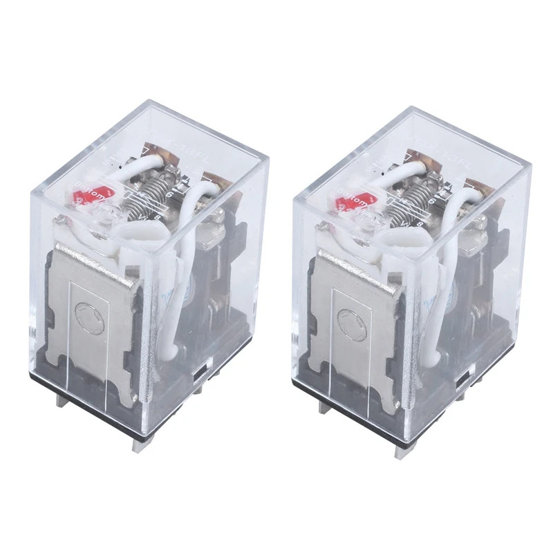 2X JQX-13F LY2 AC 24V Катушка 8-Pin DPDT Red светодиодный электромагнитное реле