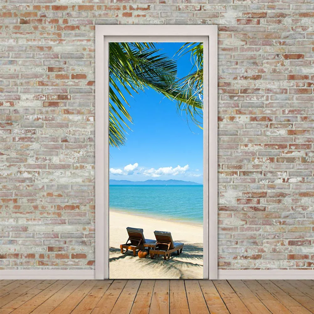 

2pcs Waterproof 3D Door Wallpaper Mural Door Stickers Paper Decorations Wall Stickers for Office Home decor