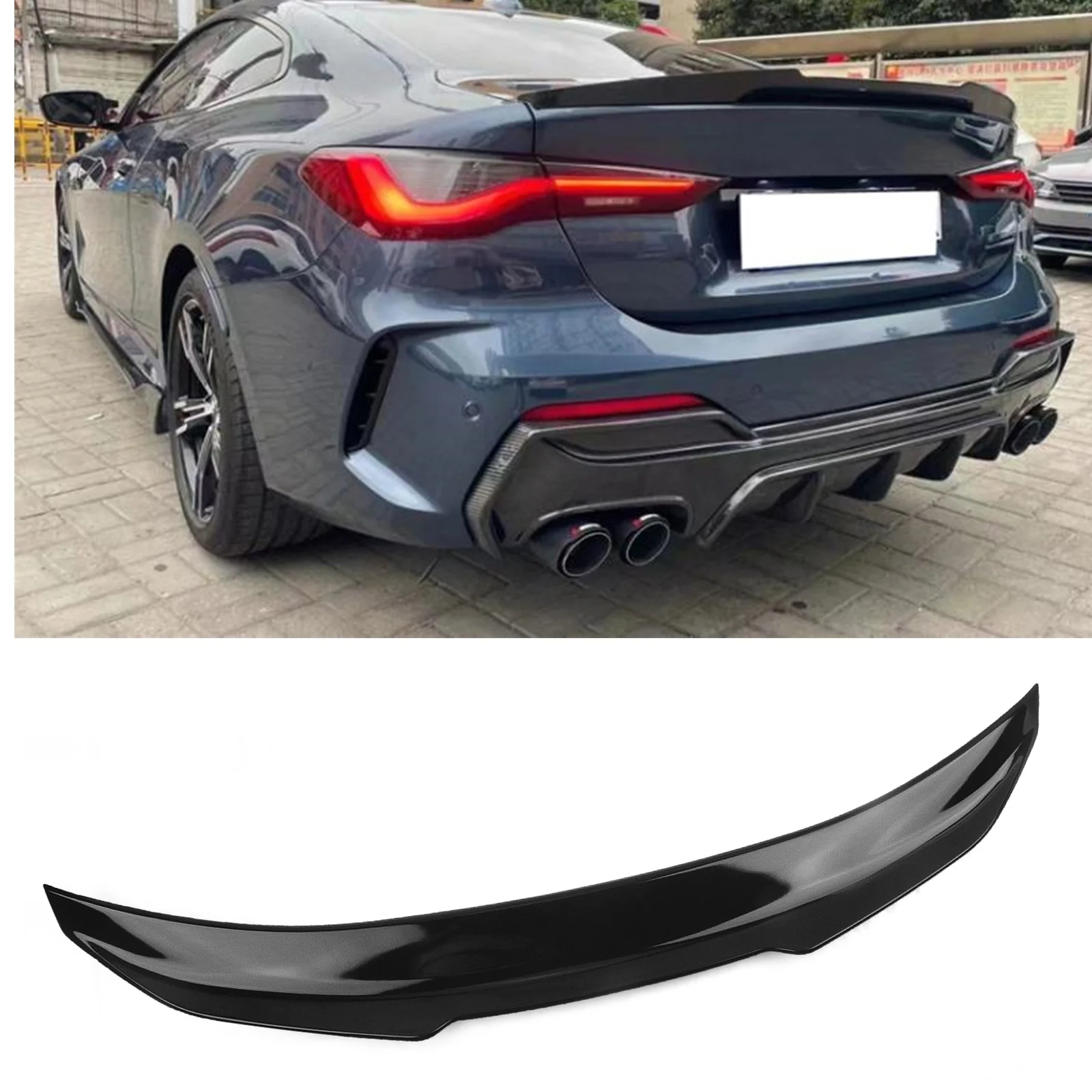 

For BMW 4 Series G22 430i M4 2021-2022 Rear Trunk Spoiler Wing Splitter Lip Glossy Black Car Decklid Flap Trim Tailgate Body Kit