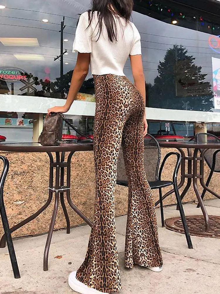 

Ladies Leopard Tiger Print Club Wear Y2K High Waist Skinny Long Flare Pants Fall Clothing For Women Korean Streetwear Trousers