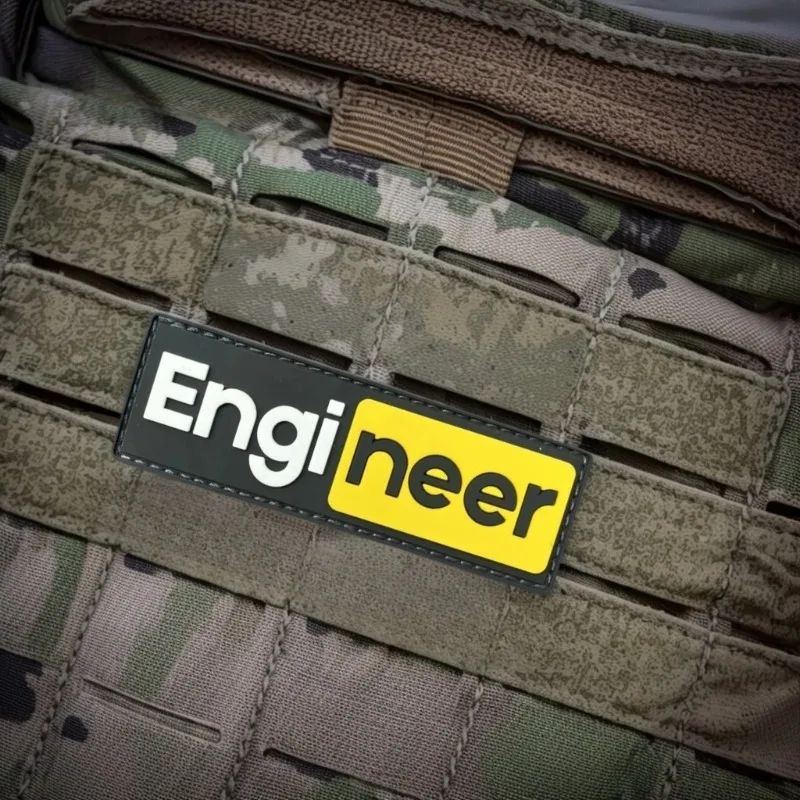 Фото Тактическая нашивка из ПВХ «Engineer», эмблема на липучке, военный значок боевой повязки, наклейки на рюкзак №1
