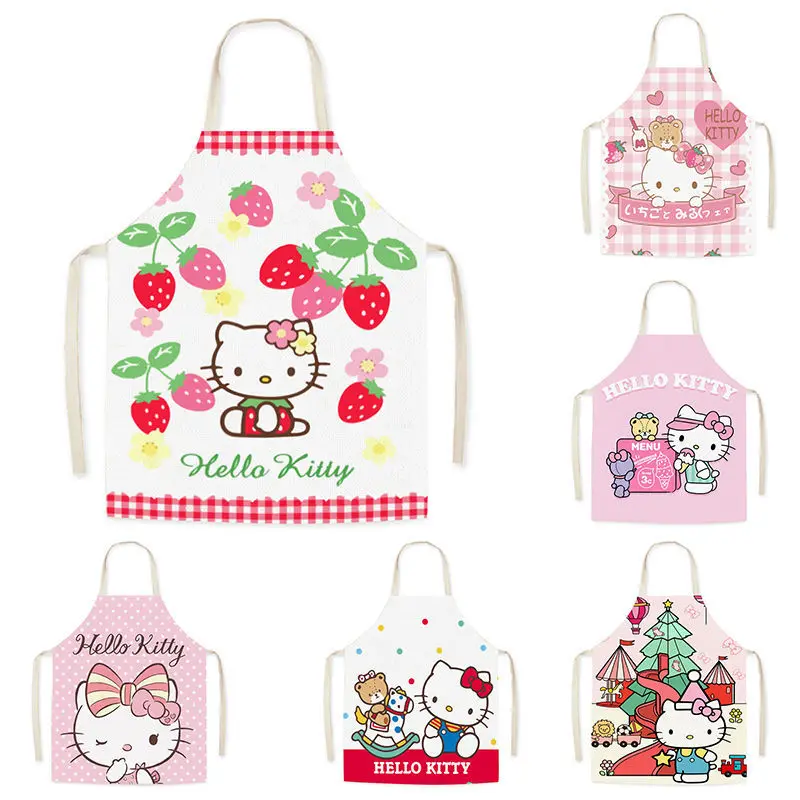 

Милый фартук Hello Kitty Фартук для детей и взрослых без рукавов модный кухонный фартук для готовки ткань для защиты дома маслостойкая ткань
