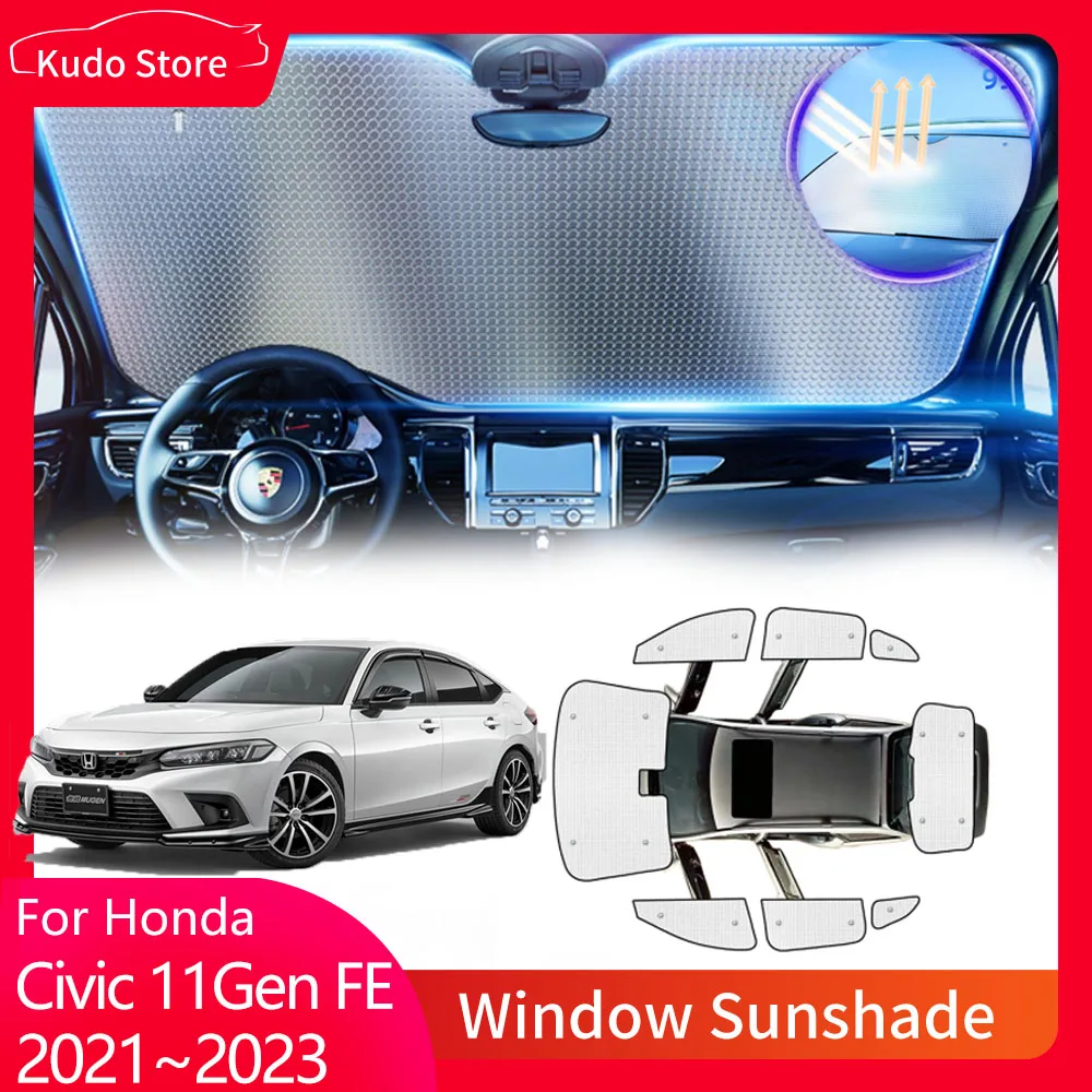 

Full Cover Sunshades for Honda Civic 11th Gen FE FL Sedan 2021~2023 Car Accessorie Rear Side Window Visor Mat Windshield Curtain