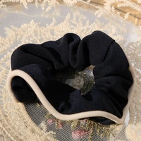 french ins style scrunchies sweet fashionable black white coffee brown hair ties cotton linen fold elegant hair accessories
