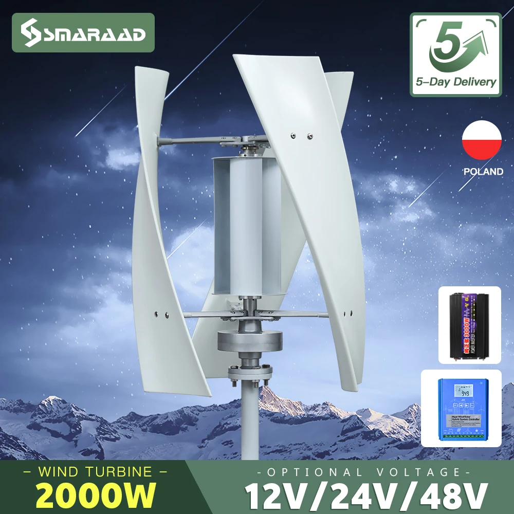 

2kw 2000w Vertical Wind Turbine Generator 12V 24V 48V Power Magnetic Dynamo Free Energy Windmill Home Appliance Camping Solar