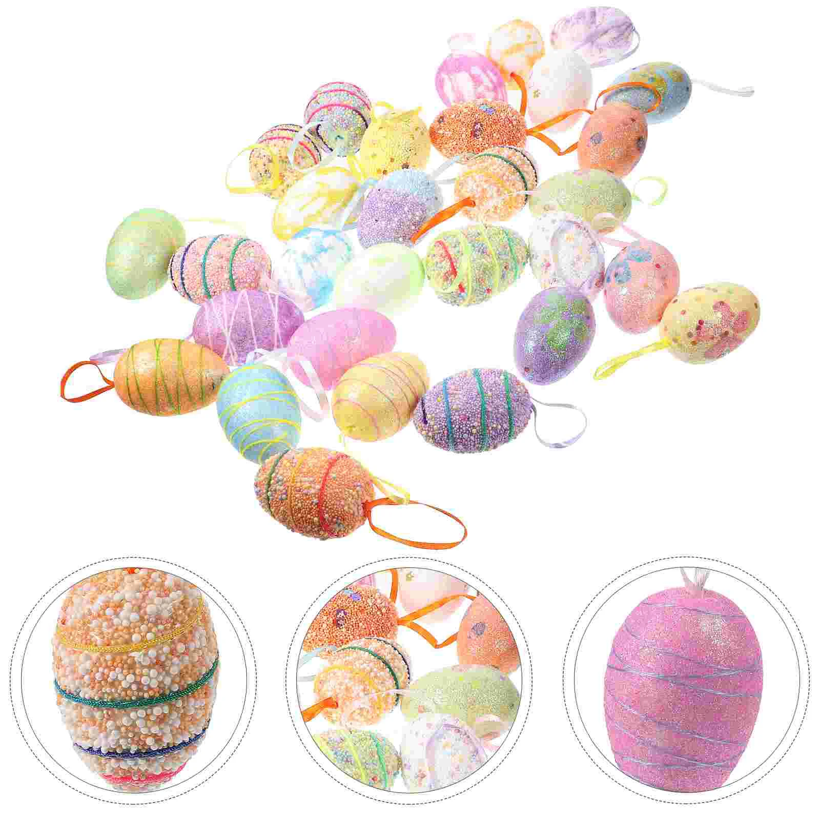 

Easter Egg Eggs Ornaments Tree Ornament Foam Hanging Spring Baubles Party Decoration Colorful Pendant Happy Basket Filler